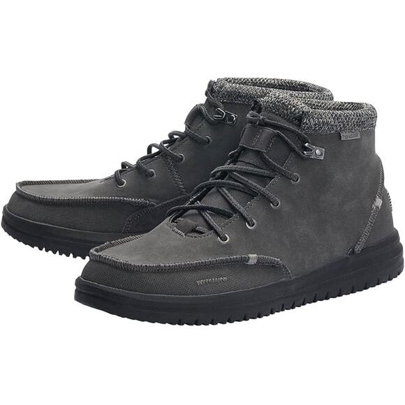 Hey Dude Bradley Boots Mocassin Lace Up Hi Top Waterproof Leather Gray Granite 7